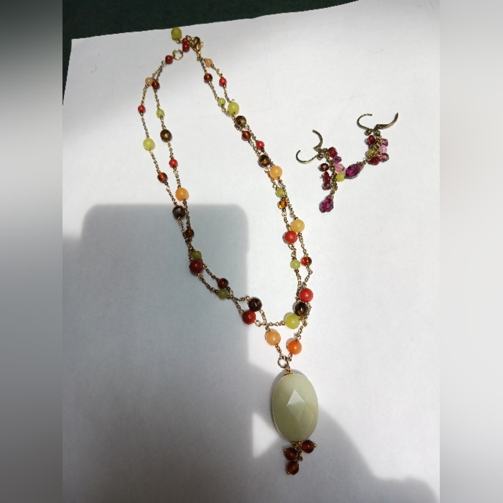 18 inch Double strand necklace with matching earrings
